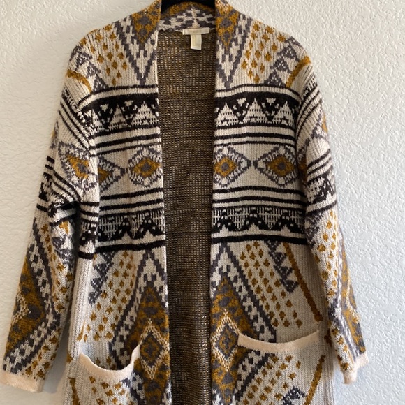 Forever 21 Western/Tribal Print Long Open Cardigan Size Medium - Picture 3 of 8